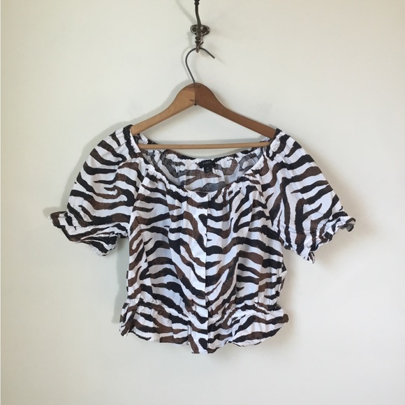 J. Crew Gathered Scoop Neck Top in Zebra Print - Picture 4 of 8